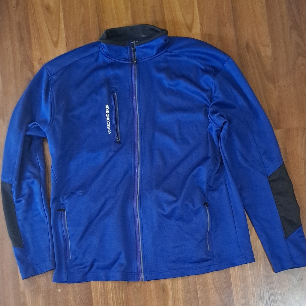Second Skin Overalls Royal Blue Full-Zip Performance Jacket with Black Accents